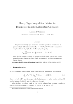 Hardy Type Inequalities Related to Degenerate Elliptic Differential