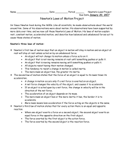 Newton*s Laws of Motion Project