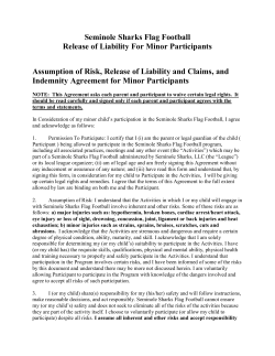 Seminole Sharks Flag Football Release of Liability For Minor