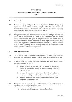 guide for parliamentary election polling agents 2012