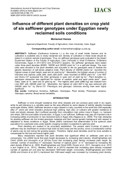 Influence of different plant densities on crop yield of six safflower