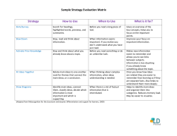 Sample Strategy Evaluation Matrix Strategy How to Use When