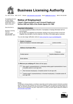 Notice of employment (agent`s representatives and licensed