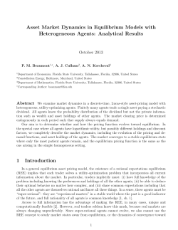 Asset Market Dynamics in Equilibrium Models with