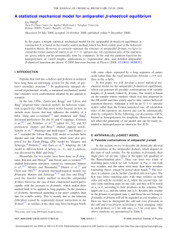 A statistical mechanical model for antiparallel Я