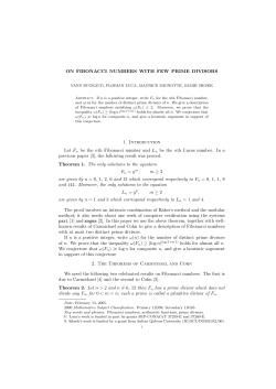 ON FIBONACCI NUMBERS WITH FEW PRIME DIVISORS 1