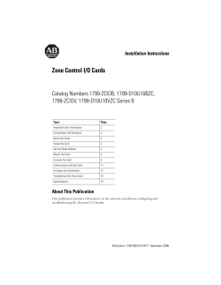 1799-IN010A-EN-P, Zone Control I/O Cards