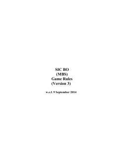 SIC BO (MBS) Game Rules (Version 3)