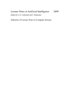 Lecture Notes in Artificial Intelligence 2699
