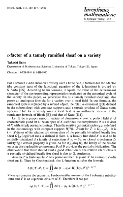 -factor of a tamely ramified sheaf on a variety