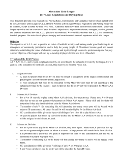 Ahwatukee Little League 2017 Local Regulations and Playing Rules