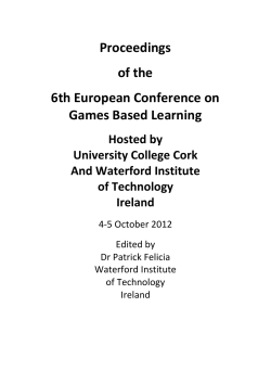 Proceedings of the 6th European Conference on Games Based