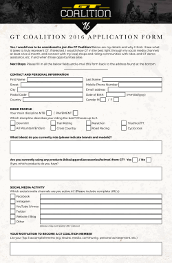 GT COALITION 2016 APPLICATION FORM