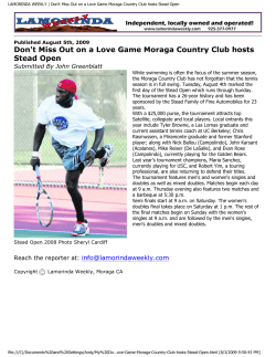Don`t Miss Out on a Love Game Moraga Country Club hosts Stead