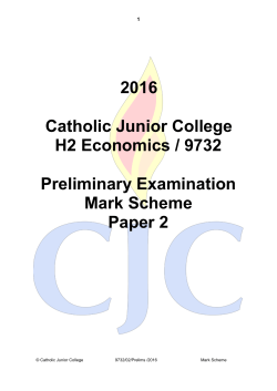 2016 Catholic Junior College H2 Economics / 9732 Preliminary