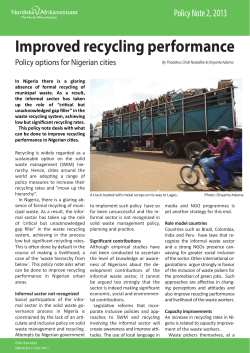 Improved recycling performance : Policy options for Nigerian cities