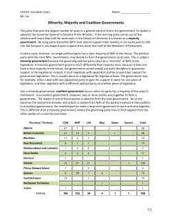 Minority, Majority and Coalition Governments