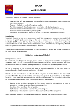 BNJCA ALCOHOL POLICY