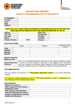 Selection report template