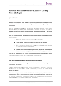 Maximize Bank Debt Recovery Successes Utilizing These Strategies
