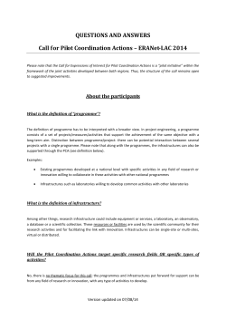 Pilot Coordination Actions - ERANet-LAC