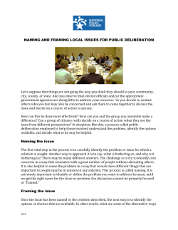 Naming And Framing Issues For Public Deliberation