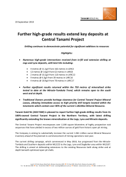 Further high-grade results extend key deposits at Central Tanami