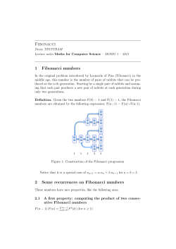 Fibonacci 1 Fibonacci numbers 2 Some recurrences on Fibonacci