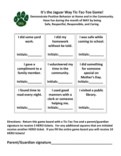 It`s the Jaguar Way Tic-Tac-Toe Game! Demonstrate Positive