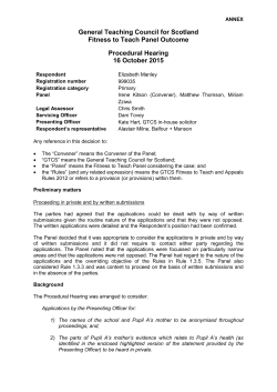 General Teaching Council for Scotland Fitness to Teach Panel