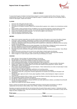 Code of Conduct - Netball South West