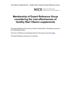 Membership of Expert Reference Group considering the cost