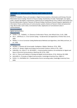 ESTI008-13 Information Theory and Codes (4-0-4)
