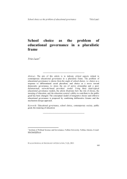 School choice as the problem of educational governance in a