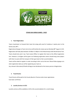 1 ETIHAD GAA WORLD GAMES &ndash; FAQ`S 1. Team Registration
