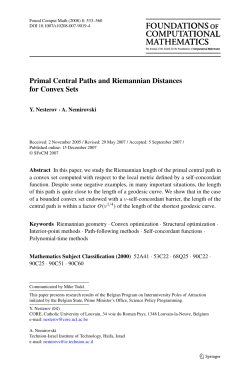 Primal Central Paths and Riemannian Distances for Convex Sets