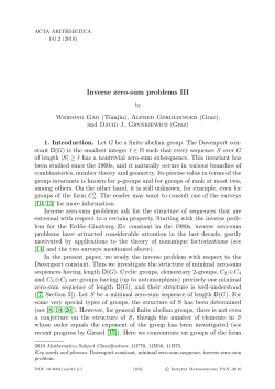 Inverse zero-sum problems III - Institut f&uuml;r Mathematik und