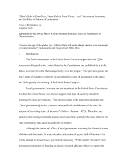 Dillon`s Rule is From Mars, Home Rule is From Venus: Local