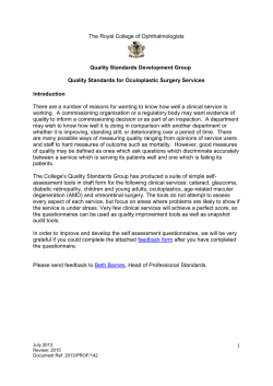 Quality Standards for Oculoplastic Surgery Services