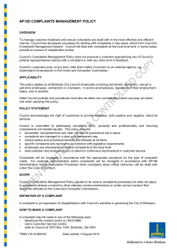 AP185 Complaints Management System Policy
