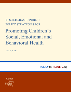 Promoting Children`s Social, Emotional and Behavioral Health