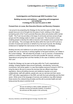 CPFT Recovery Strategy 2016 - Cambridgeshire and Peterborough
