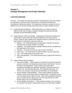 Chapter 2 Strategic Management and Project Selection