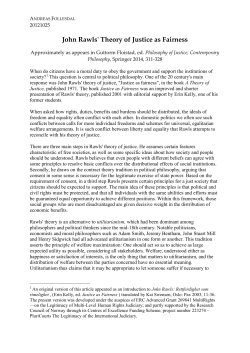 John Rawls` Theory of Justice as Fairness