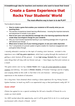 Create a Game Experience that Rocks Your Students` World