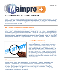 FOCUS ON: Evaluation and Outcome Assessment