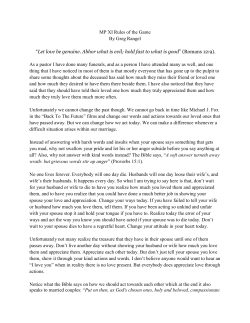 MP XI Rules of the Game By Greg Rangel &ldquo;Let love be genuine