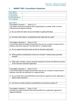 1. ANNEX TWO: Consultation Questions