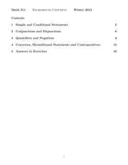 Math 311 Background Concepts Winter 2013 Contents 1 Simple and