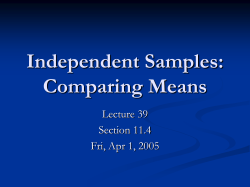 Independent Samples: Comparing Means